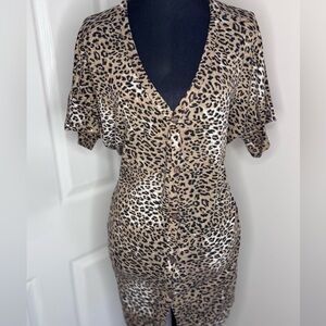 Leopard Print Button-Up Top